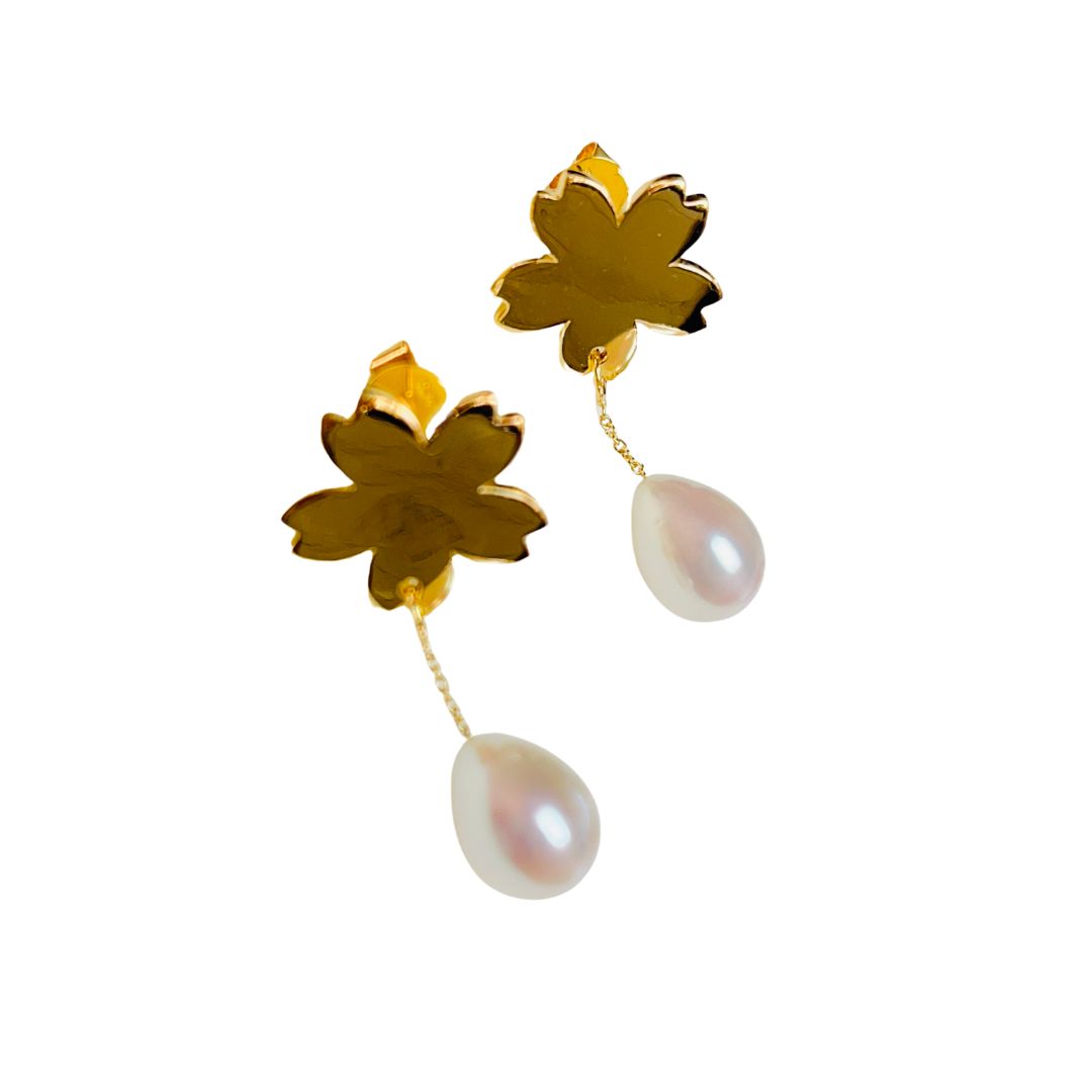 Sakura Pearl 18k Earrings Cherry Blossom Series Pearl Earrings