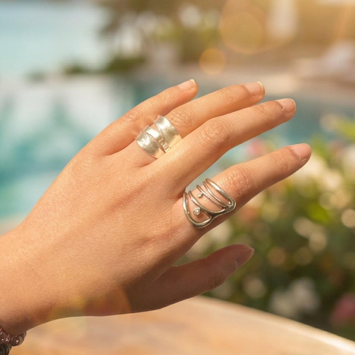 Tanzanite Wave Ring — 925 Silver | 坦桑石浪花銀戒指