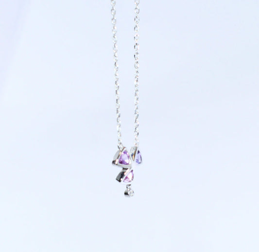 blue n white Authentic Design Pink Sapphire Diamond Kite Necklace 原創設計 粉藍寶 鑽石 風箏項鍊