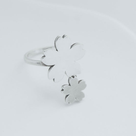 Sakura Ring (Sterling Silver / Yellow Gold Plated S925) Cherry Blossom Series 925 Silver / 22k Silver Plated Ring /