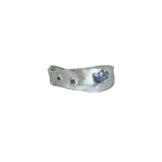 blue n white Tanzanite Wave Sterling Silver Ring  坦桑石銀戒指 M  Early-Bird Pre order