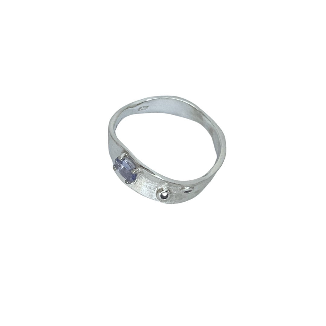 blue n white Tanzanite Wave Sterling Silver Ring  坦桑石銀戒指 S Early-Bird Pre order (2 wks lead time)