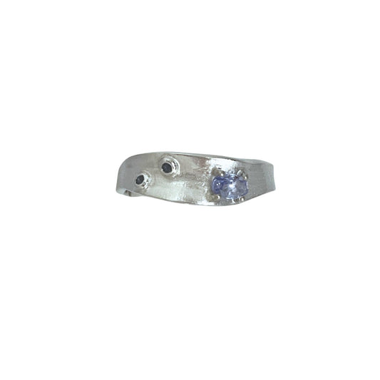 blue n white Tanzanite Wave Sterling Silver Ring  坦桑石銀戒指 S Early-Bird Pre order