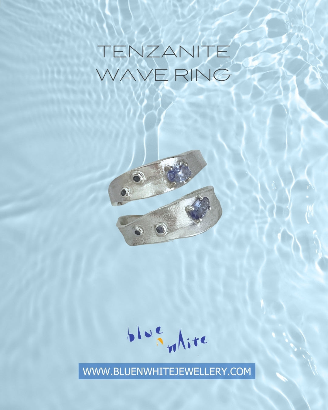 blue n white Tanzanite Wave Sterling Silver Ring  坦桑石銀戒指 M  Early-Bird Pre order